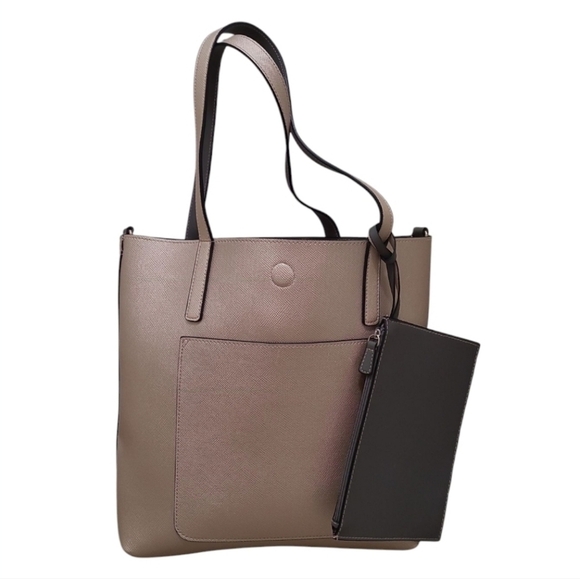 Metallic Gold Reversible Tote Bag with Matching Coin Purse - Picture 2 of 10